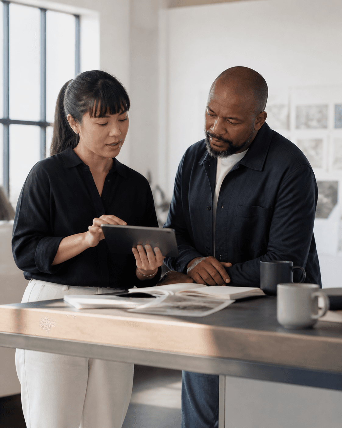 Strategy professionals reviewing work together